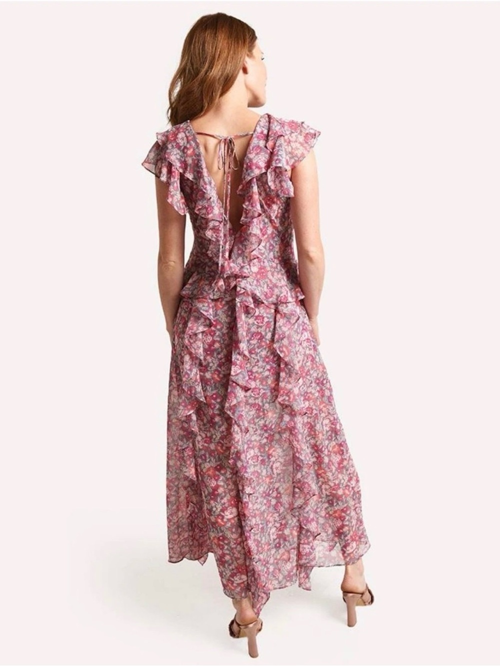 MISA Los Angeles Lavinia Maxi Dress Floral Ruffle Back Maxi Dress Cottagecore